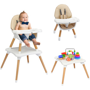 4-in-1 Convertible Baby High Chair-Brown - Brown by Costway