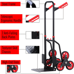 DURHAND 6 Wheels Foldable Load Cart - Black & Red by DURHAND