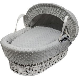 Grey Dimple White Wicker Moses Basket - Grey by Kinder Valley