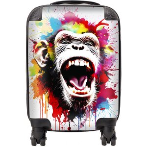 Coloured Splashart Crazy Monkey Face Suitcase - Red / 29l by Warren Reed - Designer
