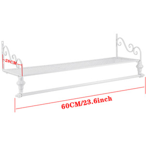 Wall Mounted Garment Hanging Shelf with Clothes Rail - White / 30cm by Livingandhome