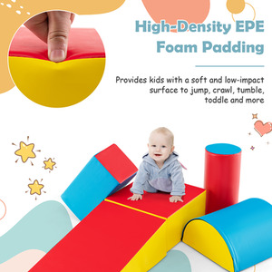 5-Piece Kids Climb Crawl Activity Playset - Red by Costway