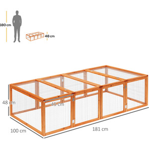 PawHut rabbit Run Wooden Rabbit Hutch Cage - Natural by PawHut