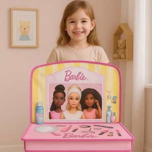 Barbie Doll Storage Vanity Chest - 2-in-1 Foldable Storage Box Playset - Pink by Barbie