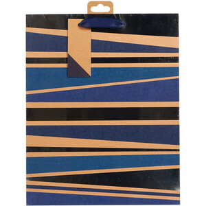 Pack of 2 Geometric Navy Large Gift Bags - Navy
