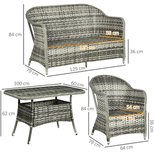 Outsunny Round Wicker Woven Rattan Garden Furniture - Grey by Outsunny