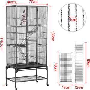 Extra Large Bird Cage with Detachable Stand - Black by Yaheetech