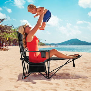 Reclining Camping Chair with Removable Footrest by Costway