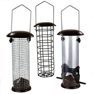Hanging Bird Feeder set of 3 Seed Nut Fat Ball - Brown by Actiaspet