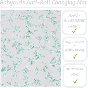 Anti-Roll Wedge Baby Changing Mat - Green Leaves / Green Leaves by Babycurls