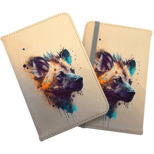 Hyena Face Splashart Light Background Passport Cover - Brown by Warren Reed - Designer