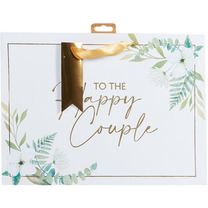 Happy Couple Wedding Shopper Gift Bag - White