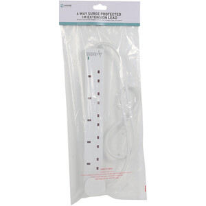 My Home 6 Way Surge Protected Extension Lead 1m - White by My Home