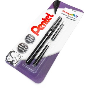 Pentel Pocket Brush Pen - With 2 Ink Cartridge Refills - Sepia by Pentel