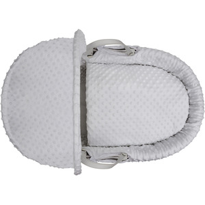 White Dimple White Wicker Moses Basket with White Rocking Stand - Grey by Kinder Valley