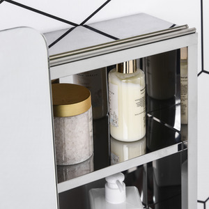 Curved Bathroom Storage Cabinet Mirror - Silver by HOMCOM