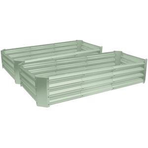 Rectangle Galvanised Steel Raised Garden Bed - 180cm x 90cm - 2pc - Green by Harbour Housewares