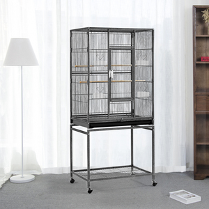 Large Rolling Metal Pet Cage with Detachable Stand - Black by Yaheetech