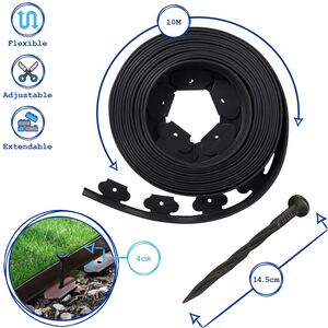 Flexible Plastic Lawn Edging with 120 Pegs Mallet - 30m x 4cm - Green - Green by Harbour Housewares