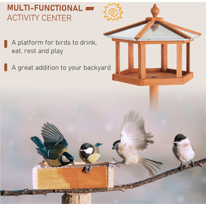 PawHut Wooden Bird Table Garden Feeding Station for Outdoor Use - Natural by Pawhut