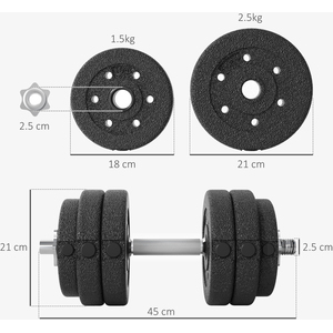 HOMCOM 30kg Adjustable Dumbbells Weight Set A91-139V03BK - Black by HOMCOM