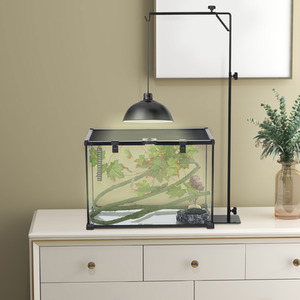 Adjustable Reptile Lamp Stand with Hook - Black by PawHut