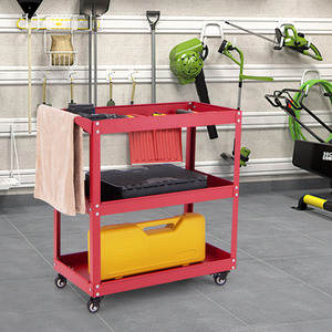 3-Tier Rolling Tool Cart - Red by Costway