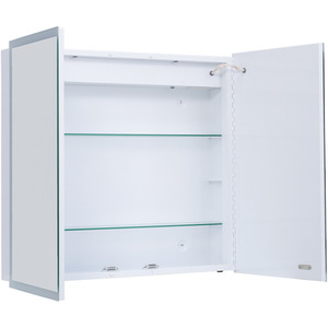 Bathroom 2-Door Mirror Cabinet with Lights - White by Livingandhome