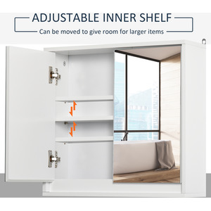 HOMCOM Wall Mount Mirror Cabinet Storage Bathroom Cupboard - White by HOMCOM