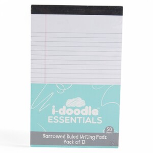 Pack of 12 Narrowed Ruled Writing Pads - White by i-doodle essentials