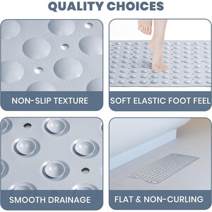 Bath Mat With Suction Cup Drainage Holes