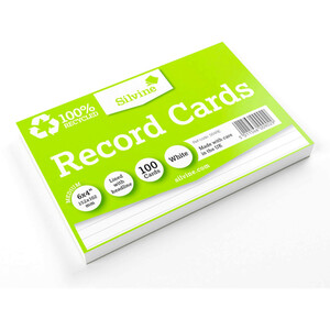 Pack of 100 Silvine Record Cards 100% Recycled by Silvine