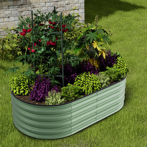 Silver Galvanized Steel Oval Raised Garden Bed by Livingandhome
