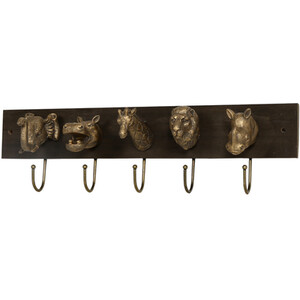 Rustic Safari Animal Hook Plaque - Brown