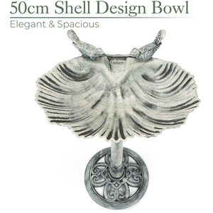 Clam Shell Pedestal Bird Bath by Christow