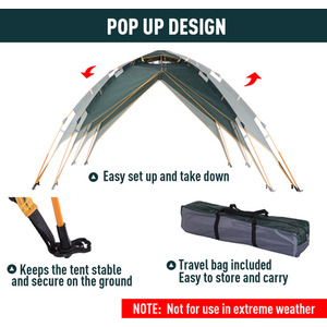 Outsunny Three Man Pop Up Tent Camping - Dark Green by Outsunny