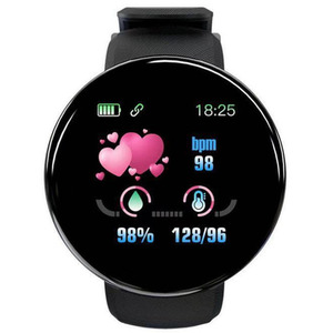 D18 Heart Rate Monitor Fitness Tracker Smartwatch - Black