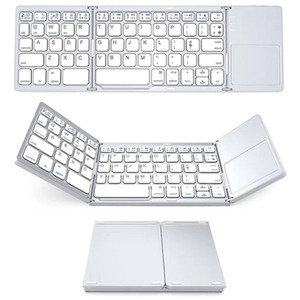 Mini Foldable Folding Bluetooth Wireless Keyboard with Touch Pad - White