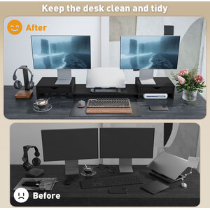 HOMCOM Adjustable Dual Monitor Stand Riser with Drawer - Black by HOMCOM