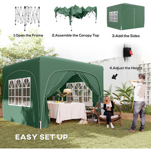 Outsunny 3 x 3(m) Pop Up Gazebo with Sides, UPF50 - Dark Green by Outsunny