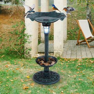 Standing Pedestal Birdbath Feeder Combo by Costway