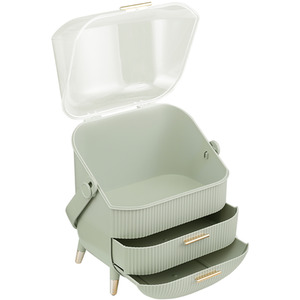 Makeup Organizer with Dustproof Drawers and Golden Accents - Mint Green by Livingandhome