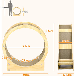 PawHut Cat Wheel with Brake - Brown by PawHut