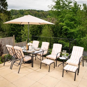 Garden Dining and Leisure Furniture Set with Reclining Seats - Beige by Hectare