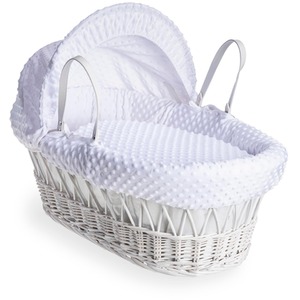 Dimple White Wicker Moses Basket - White by Clair de Lune