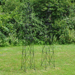 Pair of Roman Steel Garden Obelisks (2.1m) - Black by Selections