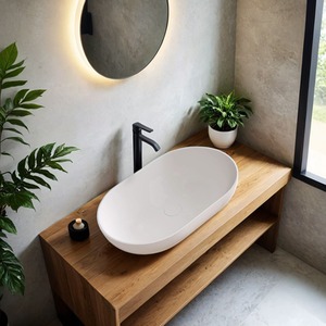 Isabena Countertop Matt Stone Basin - White by Fino Stone