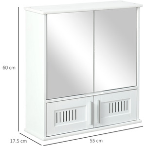 kleankin Bathroom Mirror Cabinet Wall Mount Storage Cupboard - White by kleankin