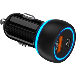 Light Up Duel Car Charger - Black