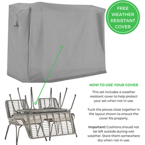 Outdoor Rattan Sofa - Lisbon Garden Sofa Chairs Table Set - Wicker and Cream - Beige by FurnitureboxUK